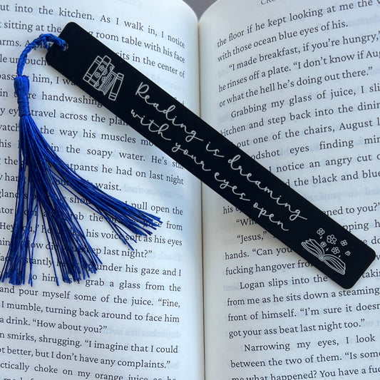 Reading is dreaming with your eyes open | Engraved Bookmark