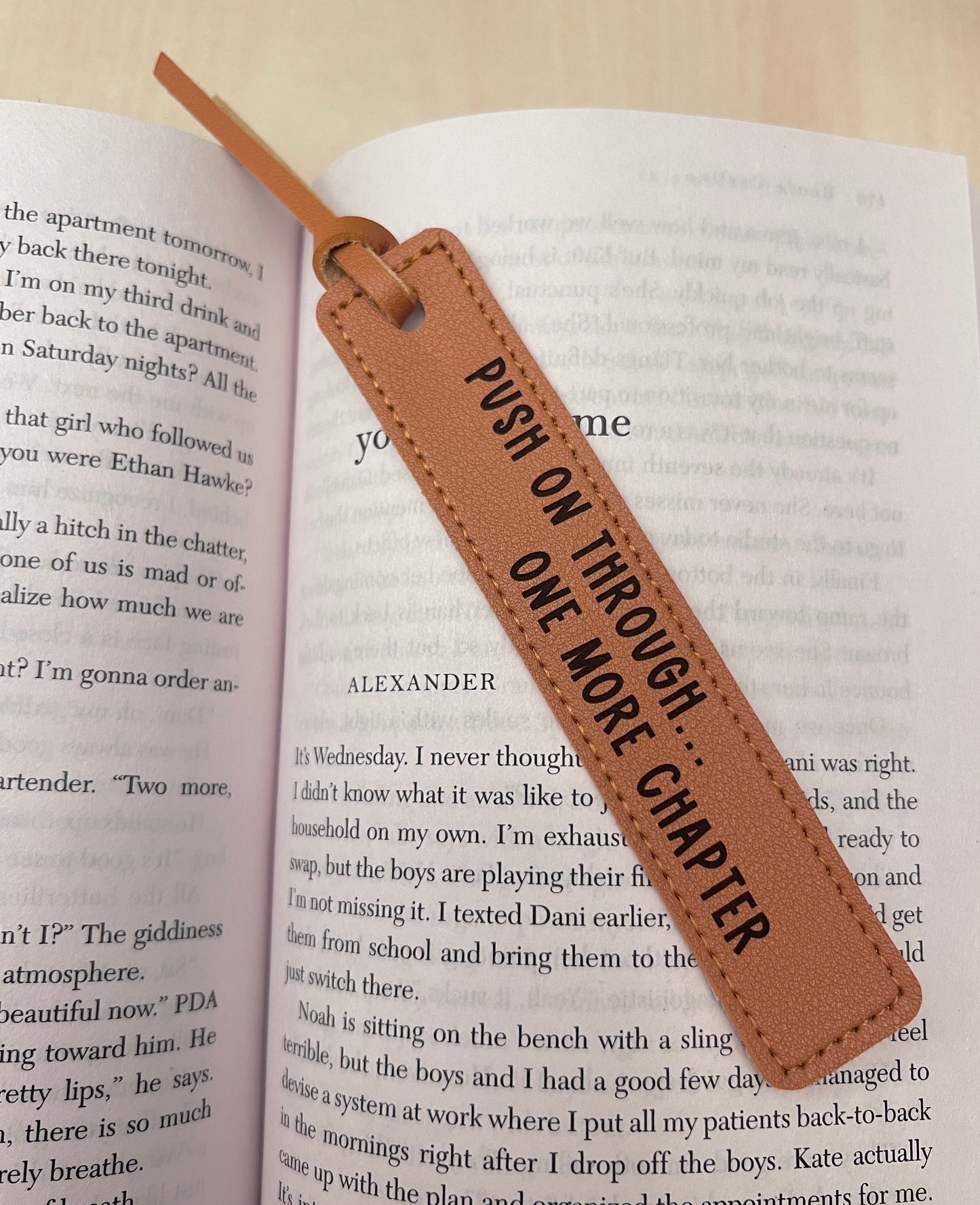 Push on through… one more chapter | Leather Bookmark