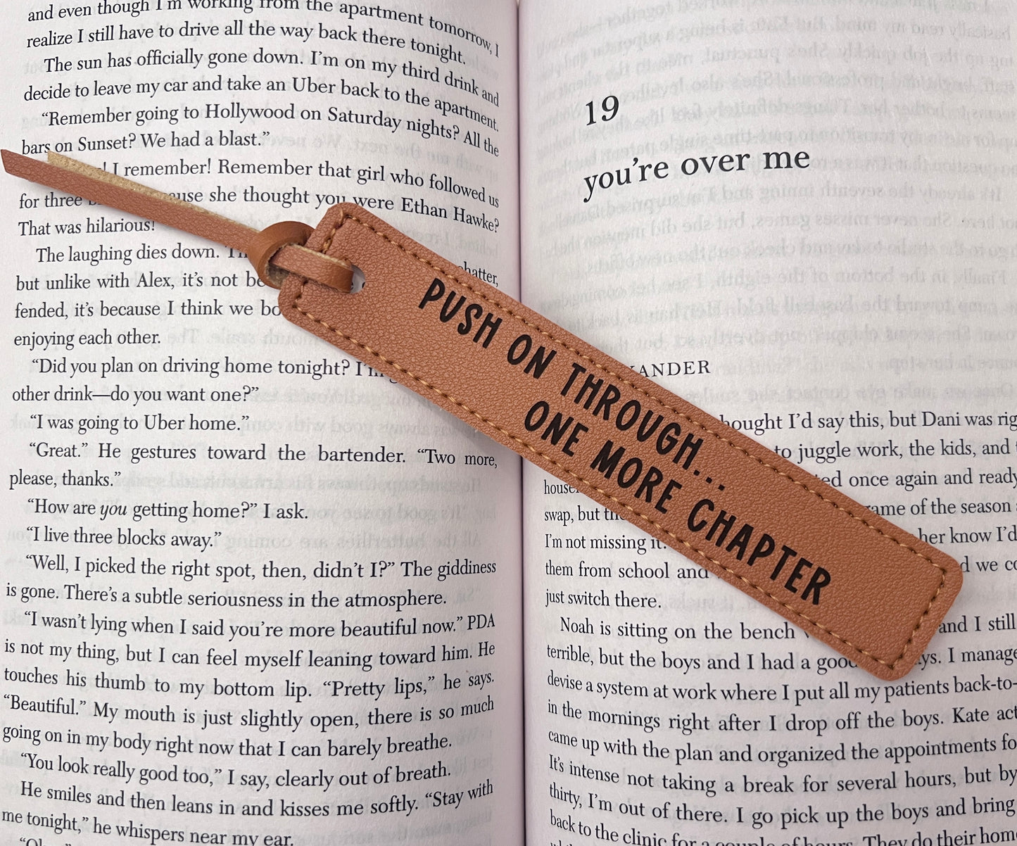 Push on through… one more chapter | Leather Bookmark