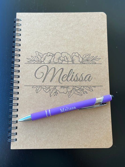 Personalized  Name | Cardstock Notebook & Pen Set