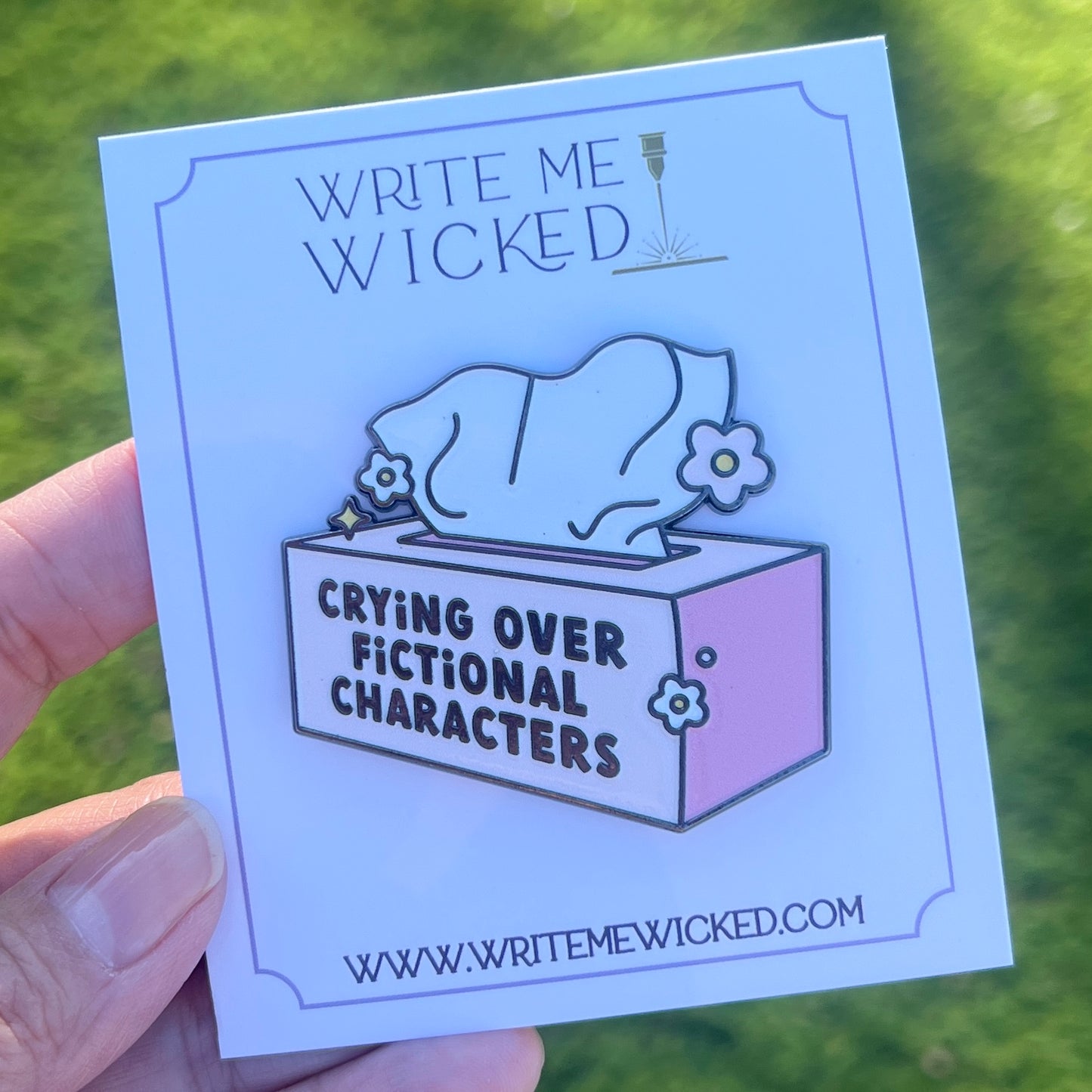 Crying over fictional characters | 2" Enamel Pin