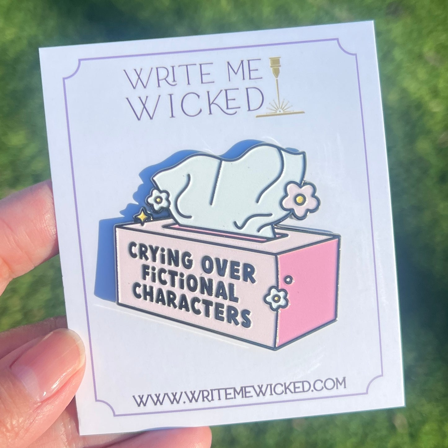 Crying over fictional characters | 2" Enamel Pin